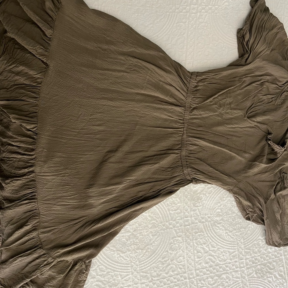 Olive green, short sleeve summer dress